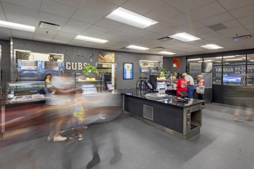 a kitchen with a countertop